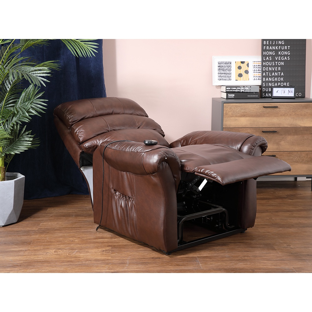 INDEX LIVING MALL โซฟาหนังแท้ปรับระดับไฟฟ้า 1 ที่นั่ง รุ่นไคล์ - สีน้ำตาล