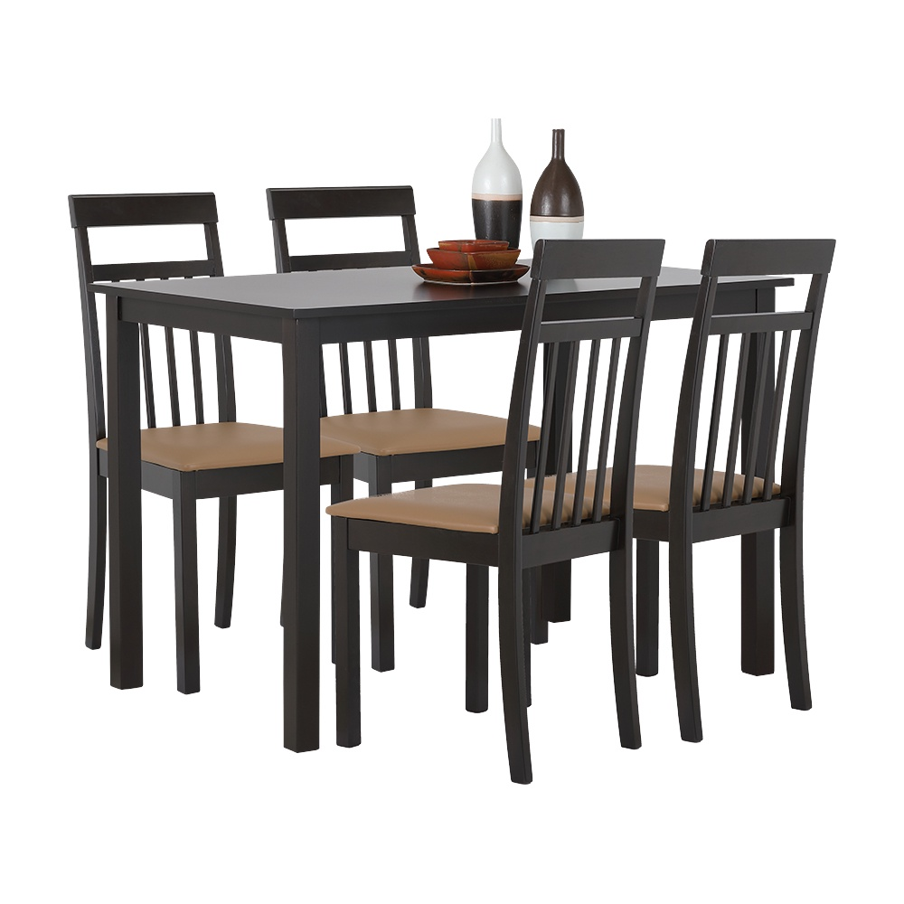 INDEX LIVING MALL ชุดโต๊ะอาหาร 4 ที่นั่ง รุ่นอเล็กซ์ - สีกาแฟ/น้ำตาล